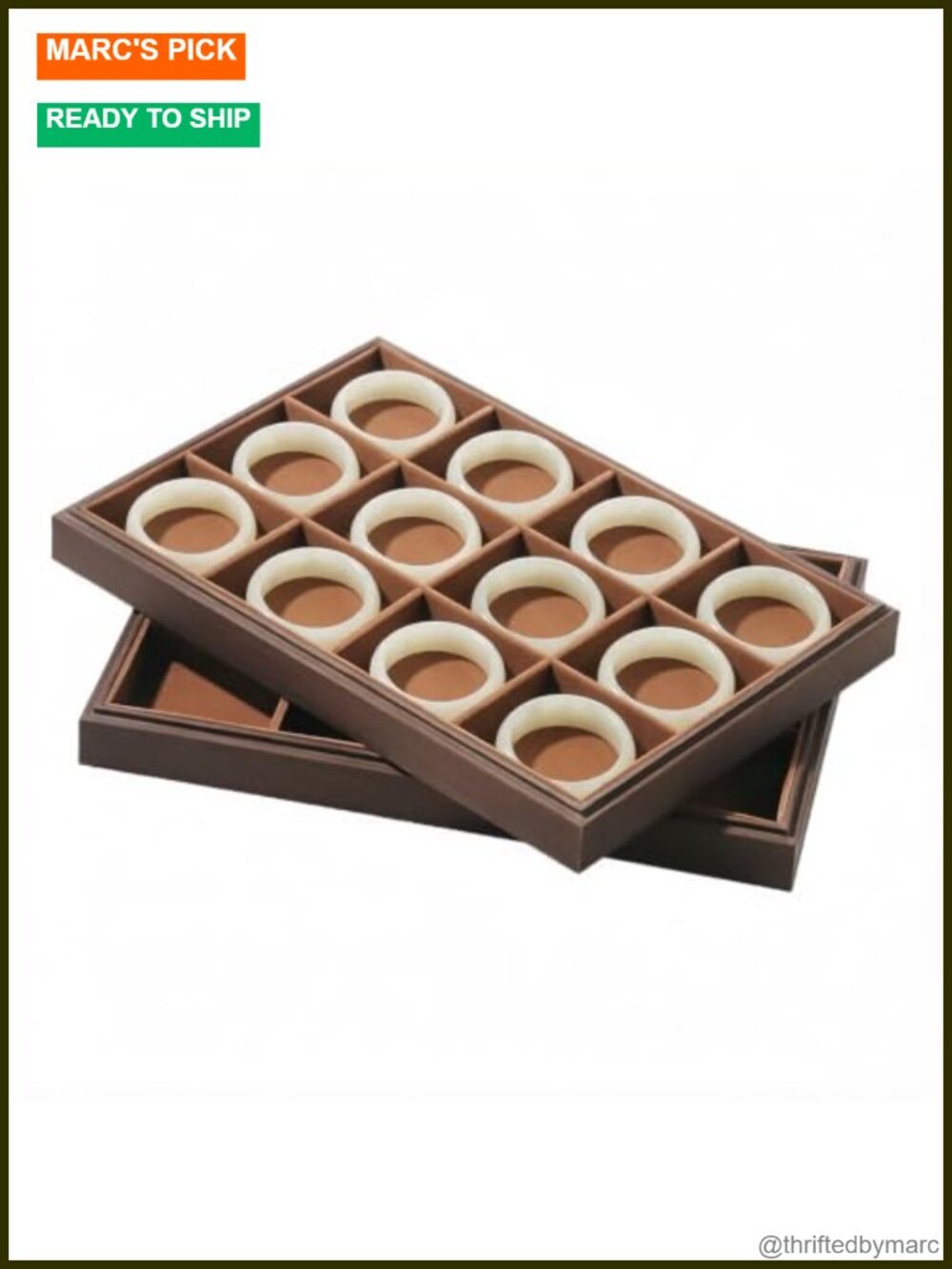 Wooden Jewelry Organizer Tray 2 Piece Set Stackable Velvet Lined Jewelry Storage